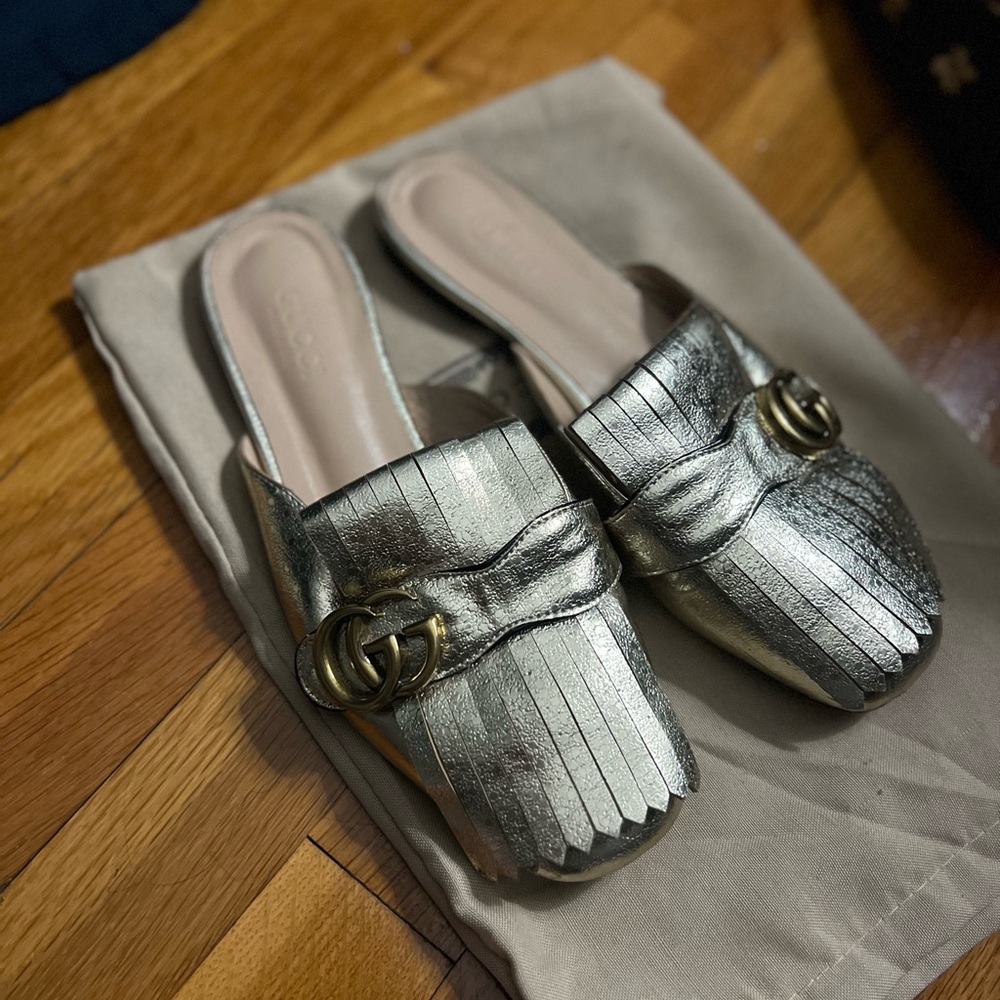 Women's GG Metallic Slide Sandals